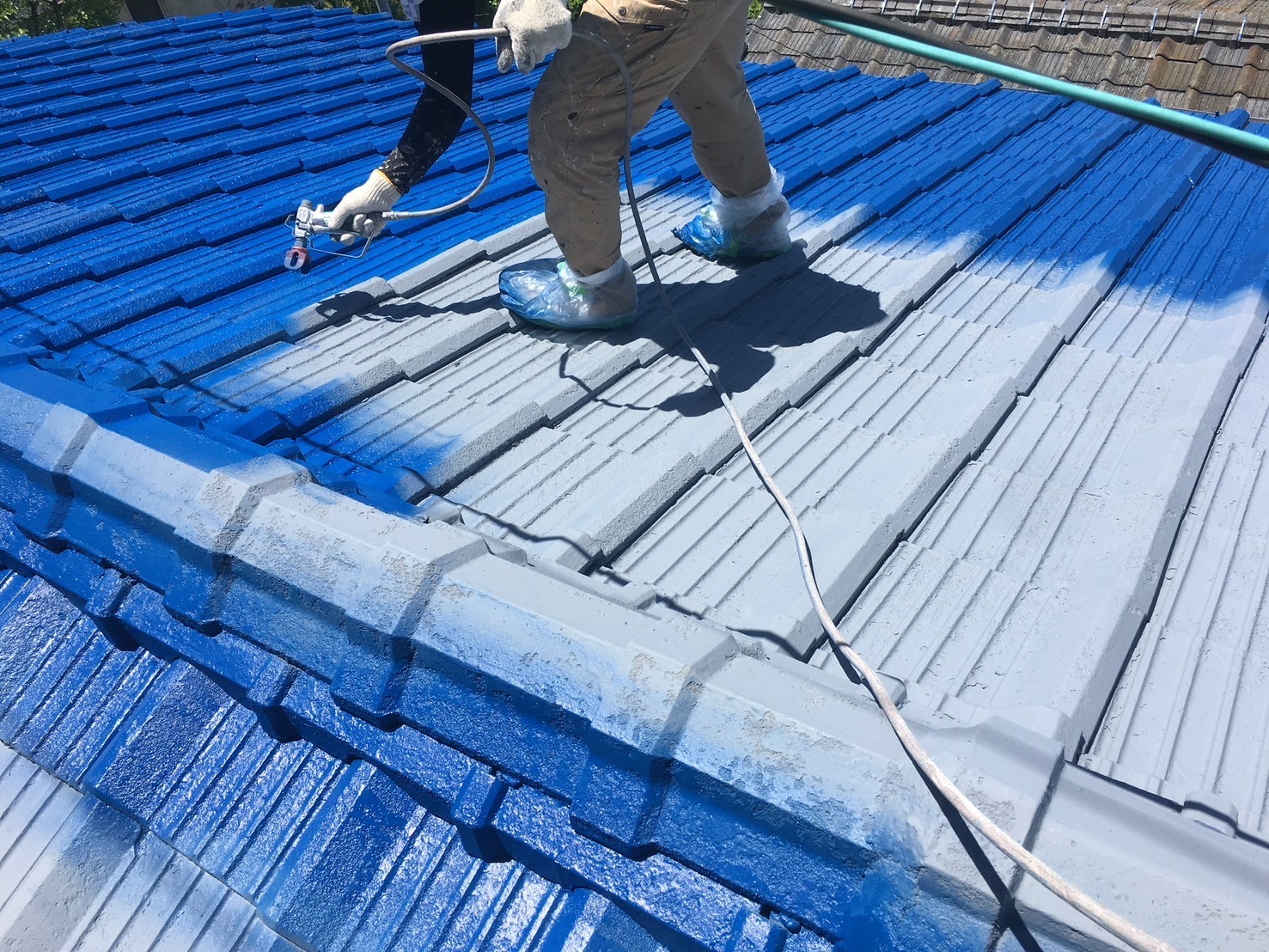 屋根塗装 弱溶剤１液型シリコン施工